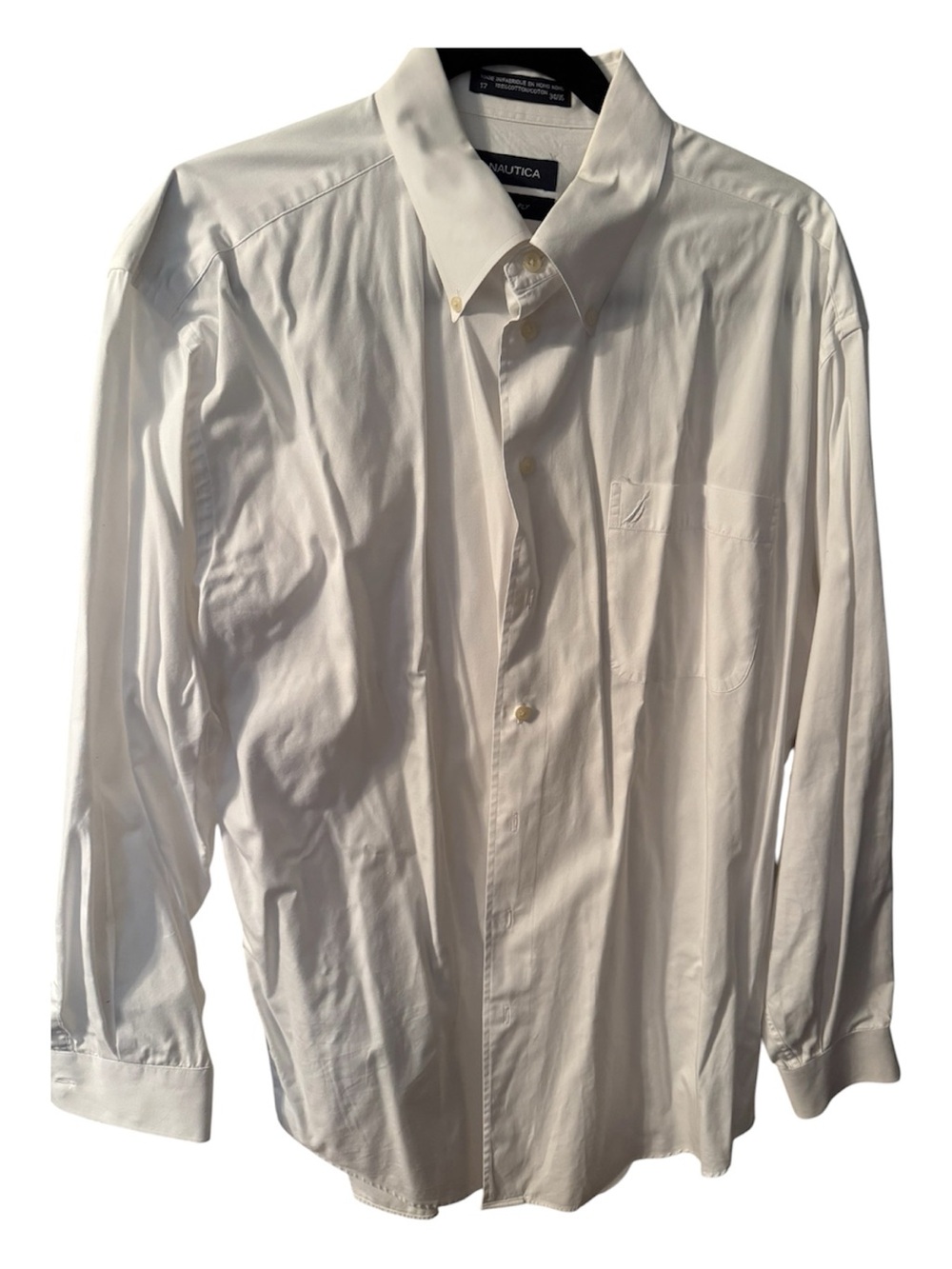 Nautica Men's White Long-Sleeve Button-Down Dress Shirt